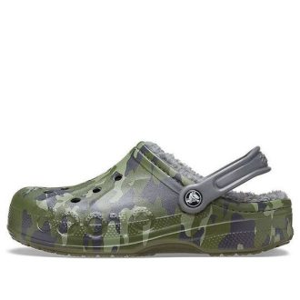 Crocs Baya vuoratut puukenkäpainatus Fleecevuoratut Unisex-naamiointitossut 205975-97G