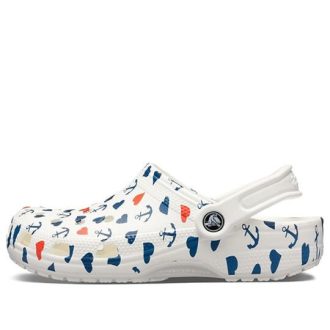 Crocs Classic Clog Printing Sandaalit Valkoinen Sininen 206053-94S Crocs Classic Clog Printing Sandaalit Valkoinen Sininen 206053-94S