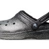Crocs Classic Glitter vuoratut puukengät ”Black Silver” 205842-067