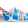 Crocs Classic Pattern kulutusta kestävät liukumattomat urheilulliset Unisex-valkoiset siniset punaiset sandaalit ”White Blue Red” 205453-928