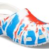 Crocs Classic Pattern kulutusta kestävät liukumattomat urheilulliset Unisex-valkoiset siniset punaiset sandaalit ”White Blue Red” 205453-928