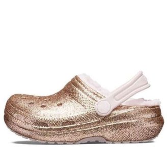 Crocs (GS) Classic vuoratut kimaltelevat puukengät ”Gold Pink” 207462-2UB