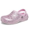 Crocs (GS) Classic vuoratut kimaltelevat puukengät ”Pink” 207462-6S0