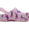 Crocs (PS) Klassinen puukengät Perhoskuvio ulkona tasakorkoinen urheiluvaaleanpunaiset sandaalit 206414-6GD