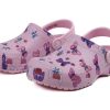 Crocs (PS) Klassinen puukengät Perhoskuvio ulkona tasakorkoinen urheiluvaaleanpunaiset sandaalit 206414-6GD