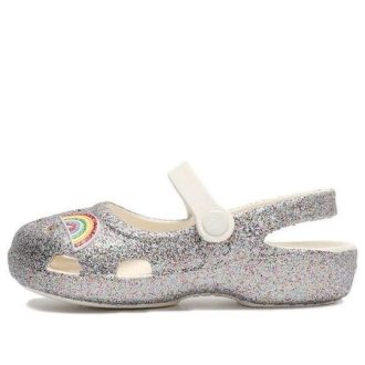 Crocs (PS) Outdoor tasakorkoiset kiiltävät urheiluhopeasandaalit 206370-93R