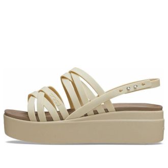 Crocs (WMNS) Brooklyn Strappy Low Wedge ”Bone” 206751-2Y2 Crocs (WMNS) Brooklyn Strappy Low Wedge ”Bone” 206751-2Y2