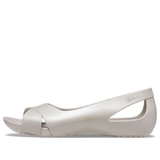Crocs (WMNS) Minimalistiset rento litteät valkoiset sandaalit 206106-018
