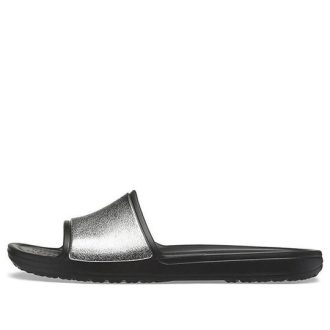 Crocs (WMNS) Sloane Shine Low Slide Flat Rennot mustat hopeatossut ”Black Silver” 206921-001 Crocs (WMNS) Sloane Shine Low Slide Flat Rennot mustat hopeatossut ”Black Silver” 206921-001