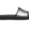 Crocs (WMNS) Sloane Shine Low Slide Flat Rennot mustat hopeatossut ”Black Silver” 206921-001