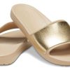 Crocs (WMNS) Sloane Shine Low Slide Minimalistiset rento litteät ruskean kullan väriset tossut ”Brown Gold” 206921-212 Crocs (WMNS) Sloane Shine Low Slide Minimalistiset rento litteät ruskean kullan väriset tossut ”Brown Gold” 206921-212